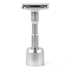 QSHAVE Adjustable Safety Razor Double Edge Classic Mens Shaving Mild to Aggressive 1-6 File Hair Removal Shaver it with 5 Blades - Normal Handle