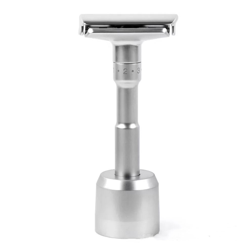QSHAVE Adjustable Safety Razor Double Edge Classic Mens Shaving Mild to Aggressive 1-6 File Hair Removal Shaver it with 5 Blades - Normal Handle-image-OPC-PD6HRZF-NEW