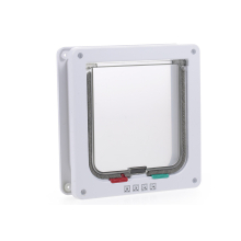 4 Way Lockable Dog Cat Kitten Door Security Flap Door ABS Plastic Animal Small Pet Cat Dog Gate Door Pet Supplies - S White
