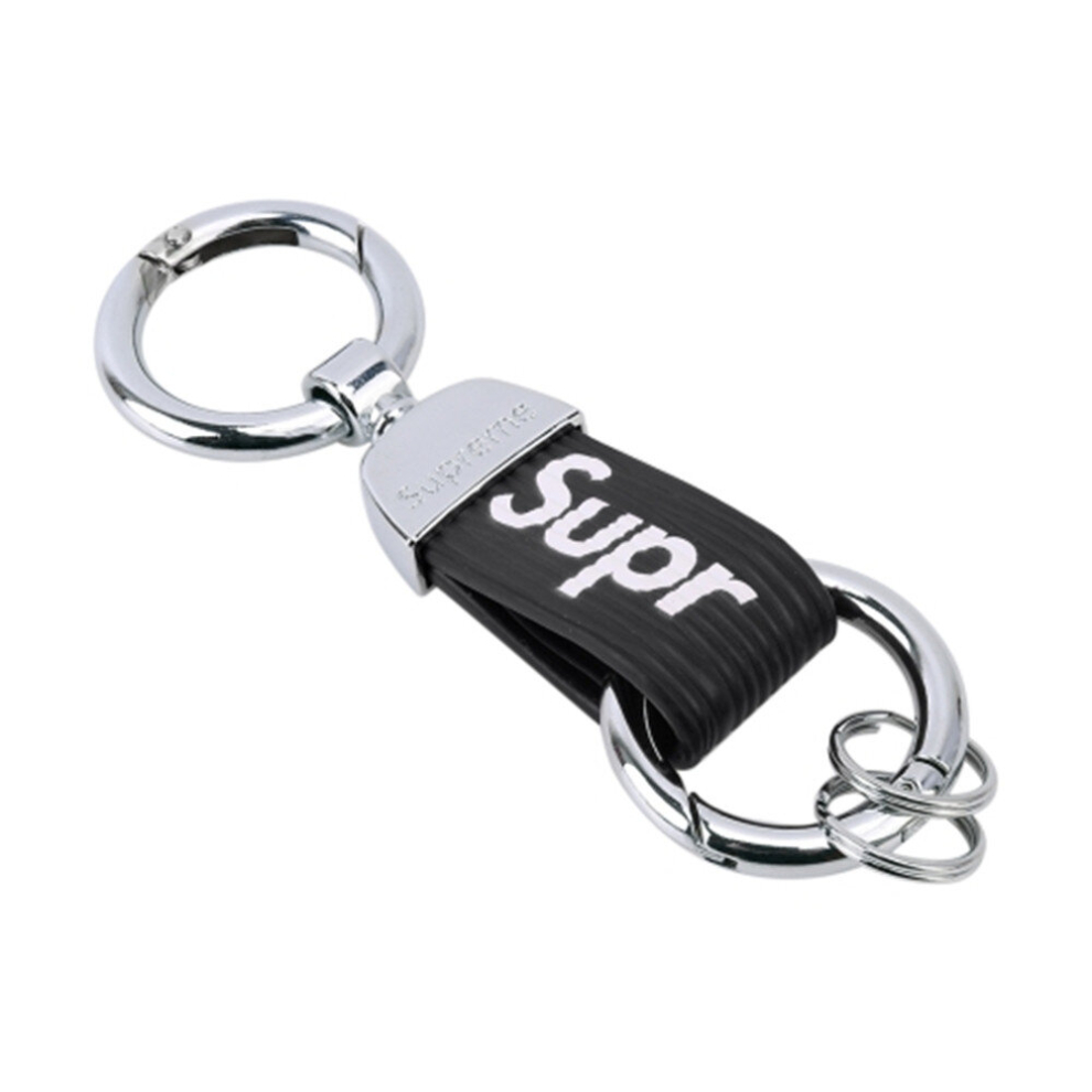 2 Pcs Car Metal Key Ring Holder Keychain With Two Rings (Black) Black 6913664860078