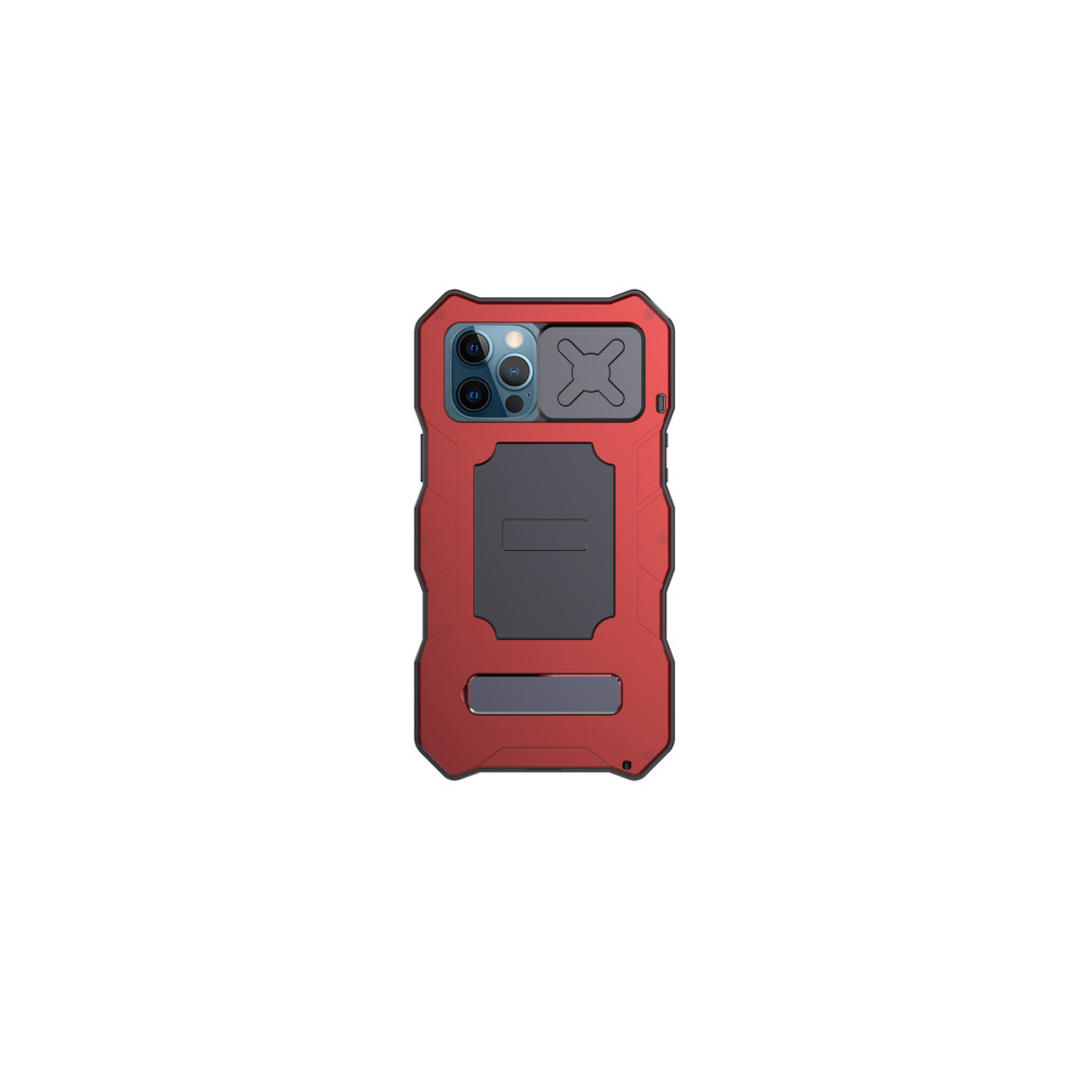 Suitable For Iphone12pro Max Metal Anti-Fall Creative Goggles With Bracket Three-Proof Mobile Phone Case Red 774048960649