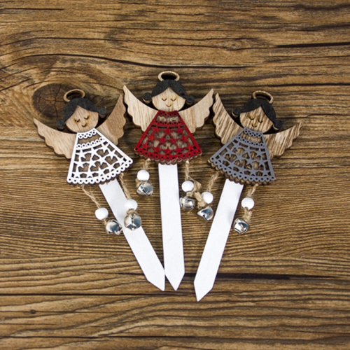 2 Packs Creative Christmas Wooden Cake Insert Baking Decoration, Specification:  Angel 2