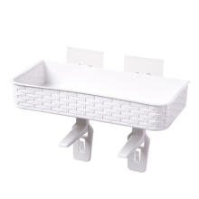 Shelf Bathroom Storage Toilet Multi-purpose Bathroom Basket Nail-free Paste Strong Kitchen Plastic Storage Box(White)