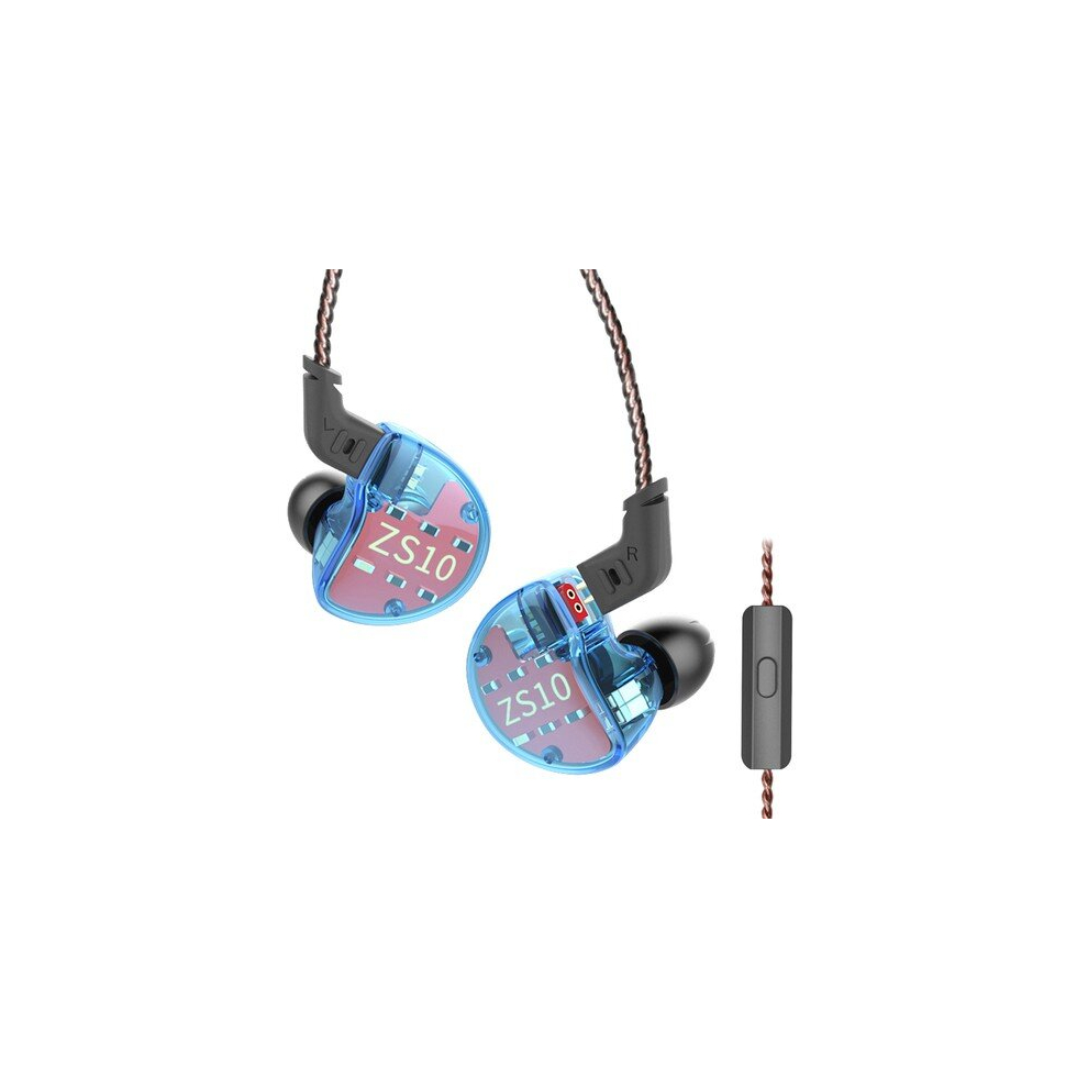 Kz Zs10 Wired Earphone 4Ba+1Dd Hybrid Technology In-Ear Hifi Bass Game Headset - With Mic Blue 766261512712