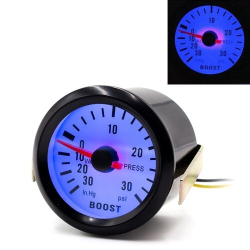 52Mm 12V Universal Car Modified Led Blue Light Turbo Boost Gauge 1