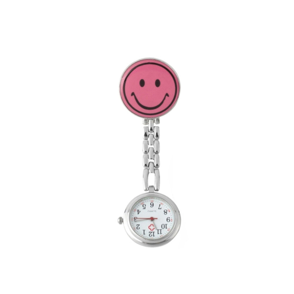 Cute Smiley Face Style Nurse Quartz Watch With Clip(Pink) Yellow 6913664885996