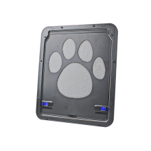 Lockable Dog Footprint Pattern Pet Cat Door for Screen Window Security Flap Gates Pet Tunnel Dog Fence Door for Home - black