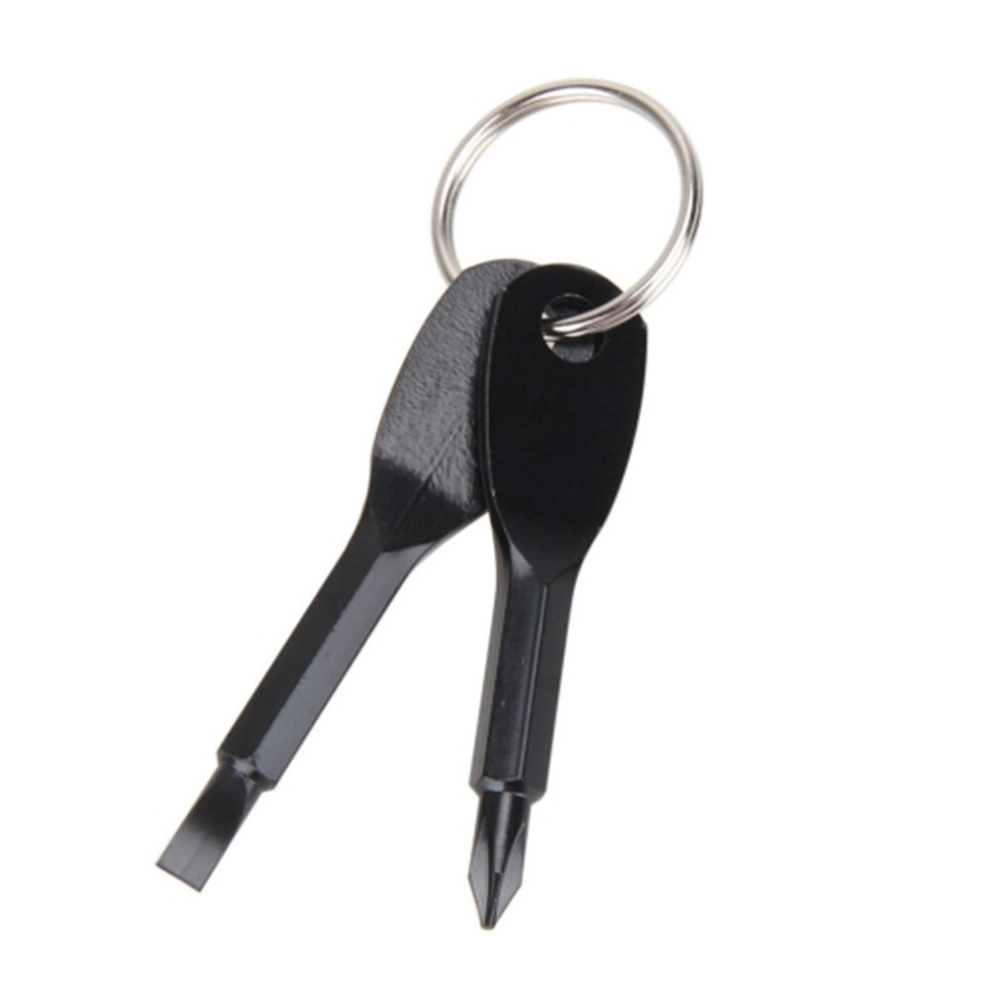 5Pcs Outdoor 2 In 1 Slotted + Screwdriver Set Tool With Keyring(Black)-image-OPC-PD6HTRW-NEW