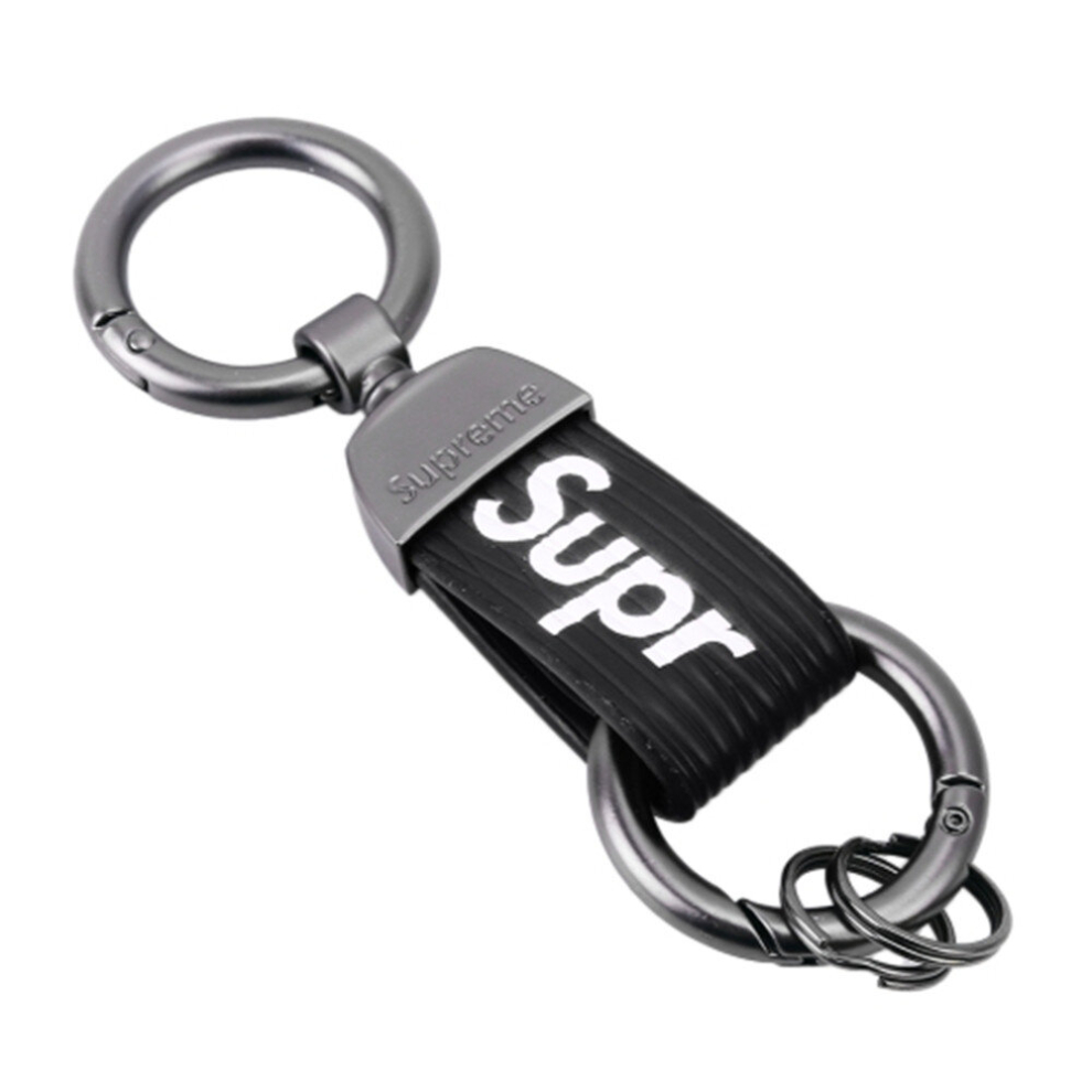 2 Pcs Car Metal Key Ring Holder Keychain With Two Rings (Black) 6913664861341
