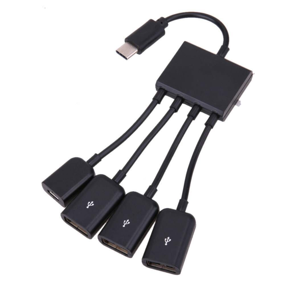Type-C Male To 3 Usb Femal 1 Micro Usb Splitter High Speed Data Sync Cable Adaptor Otg Hub 766261501051