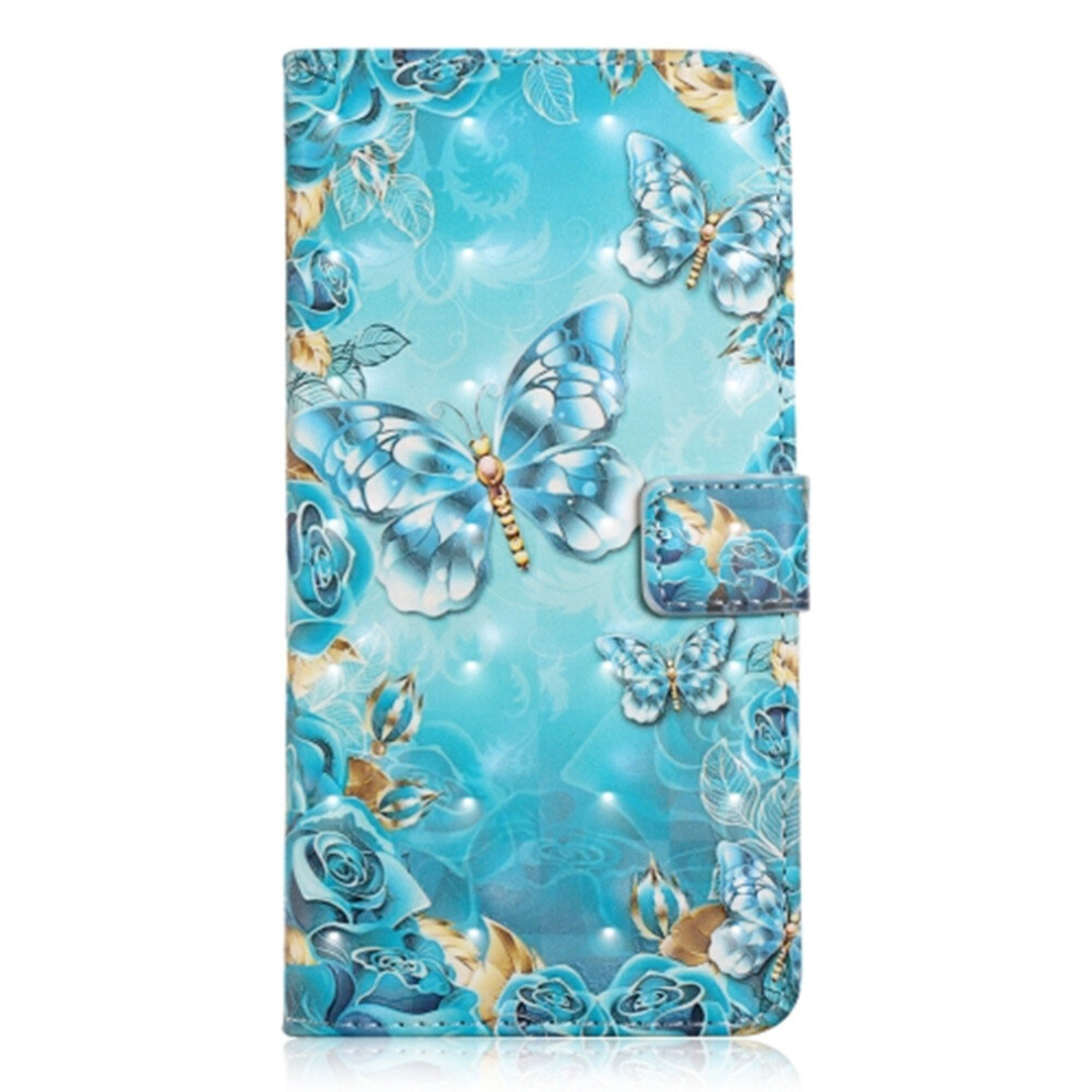 3D Painted Pattern Horizontal Flip Leather Case With Stand & Card Slot & Wallet For Galaxy Note10+( Butterfiy) Blue 8881471540064