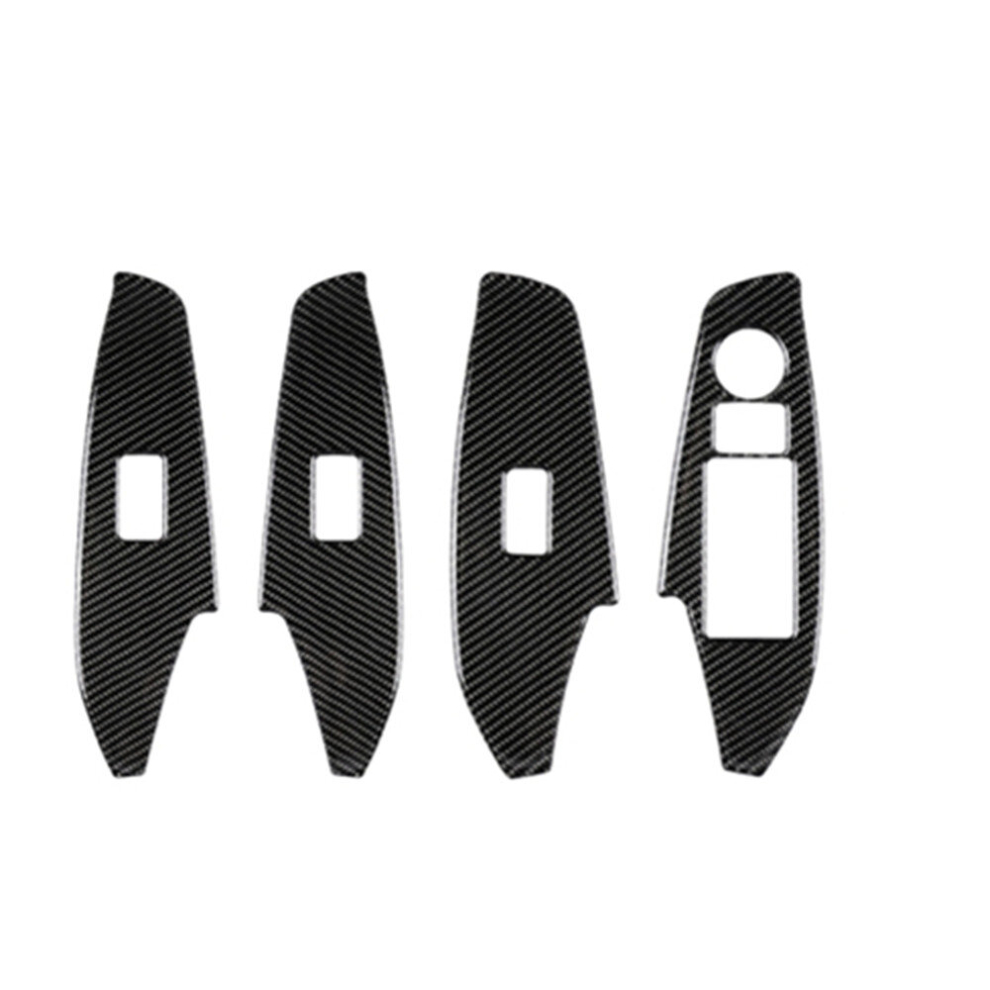 1Set Car Carbon Fiber Right Drive Window Lift Panel Decorative Sticker For Mazda Axela 2014 / 2017-2018 Light 6913664855081