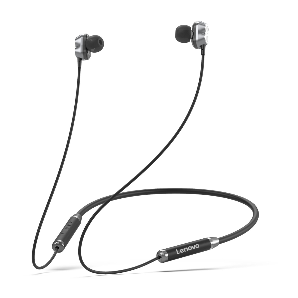 He08 Hifi Stereo Earphone 4 Speakers Dual Dynamic Wireless Headset Bluetooth 5.0 Neckband Sports Running - Black 766261473594