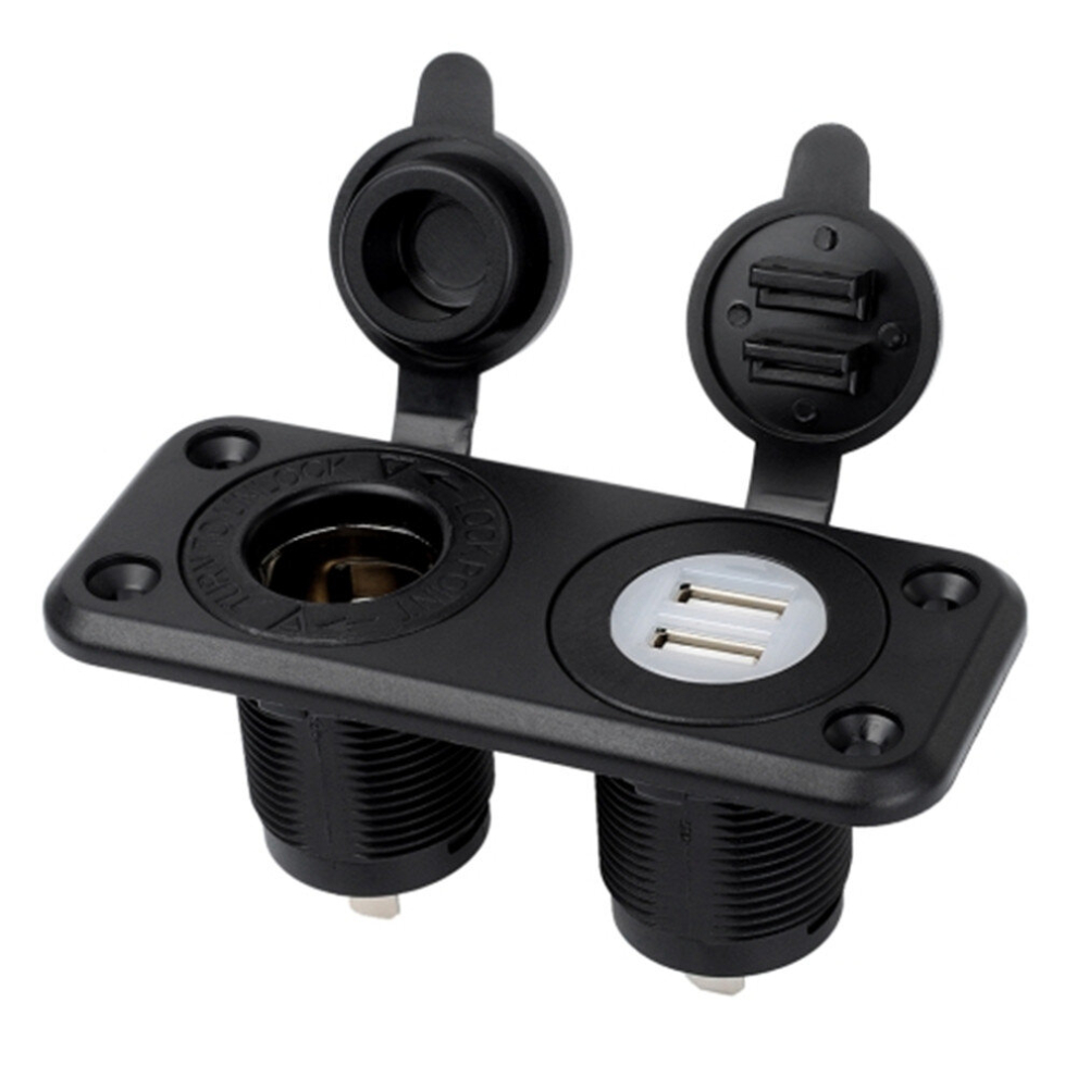 5V 2.1A Dual-Usb Ports 20A Car Cigarette Lighter Socket(Black) Black 6913664864946