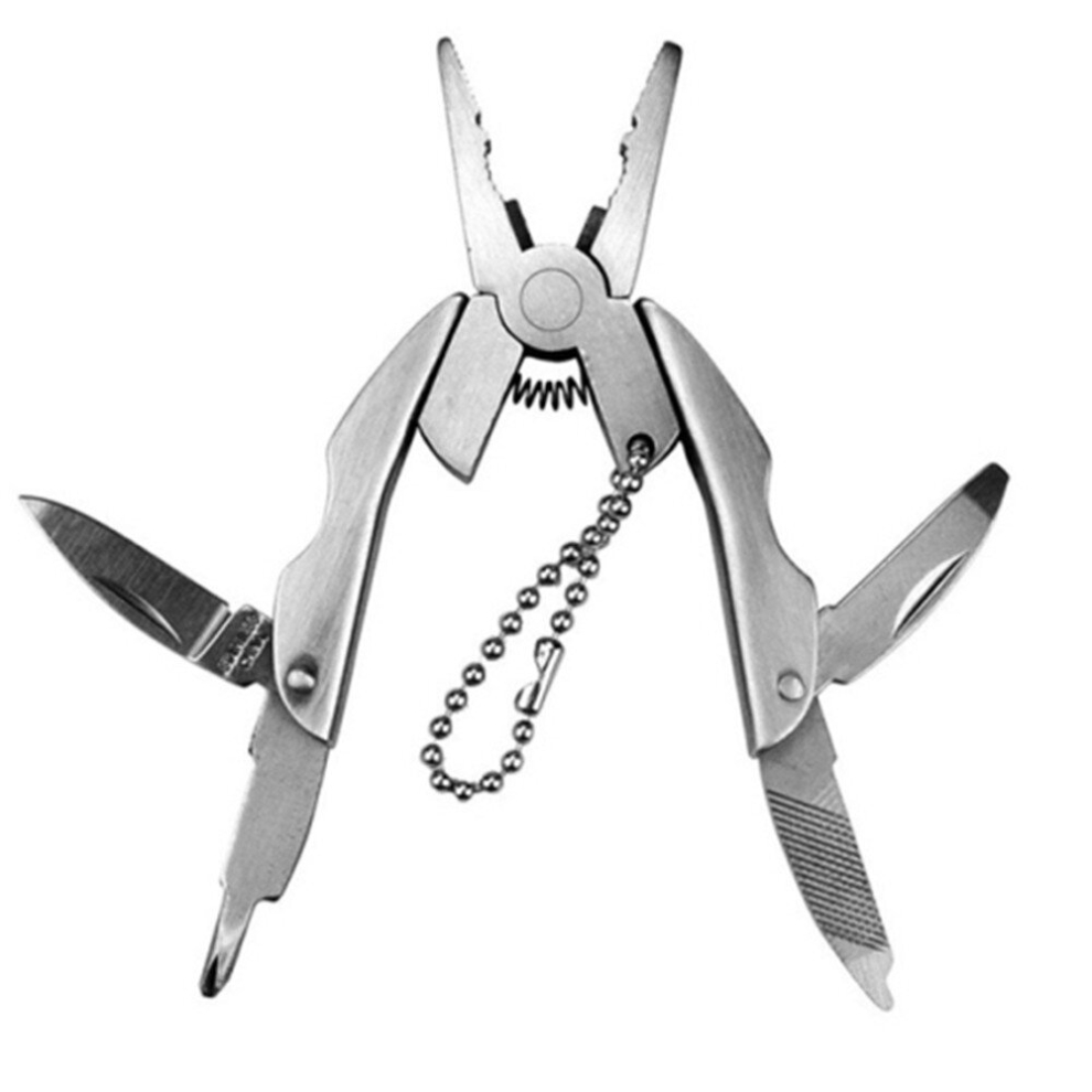 Portable Multifunction Folding Plier Stainless Steel Foldaway Knife Keychain Screwdriver(Silver) 6913664805642