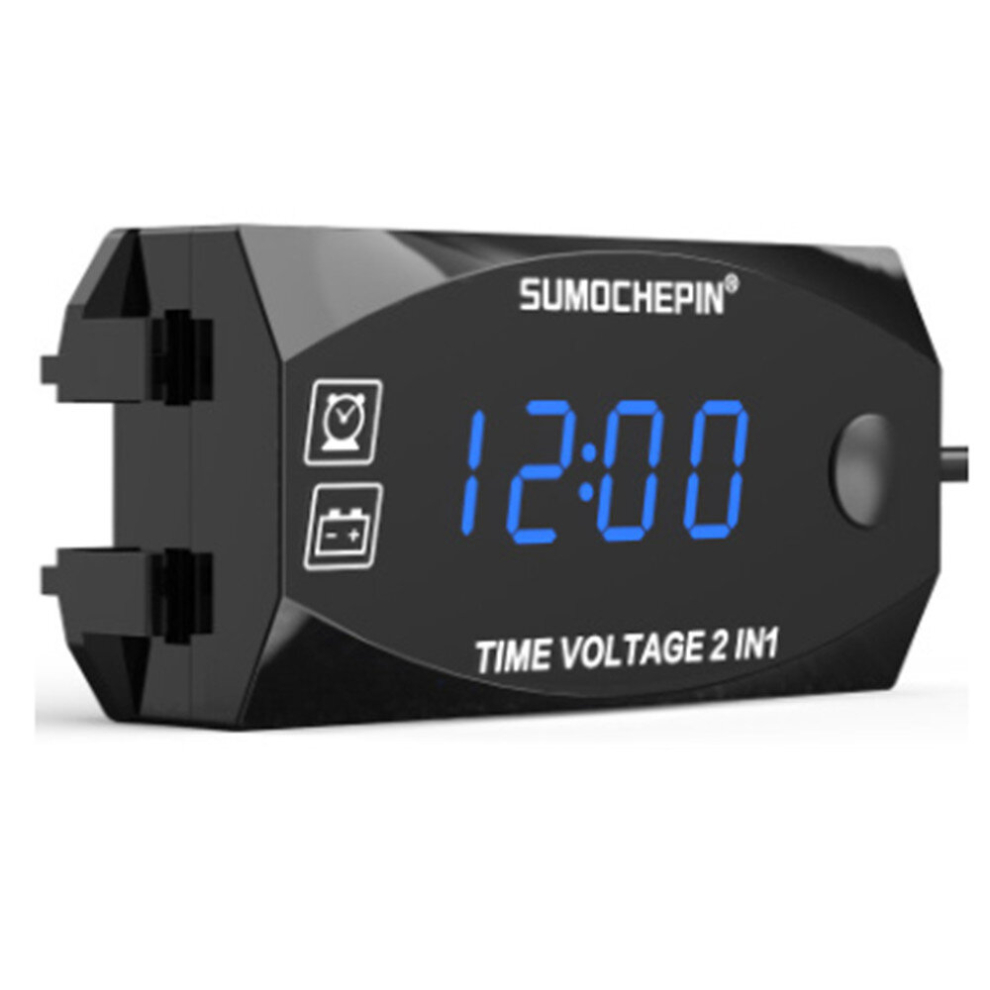 Motorcycle Multi-Functional 2 In 1 Digital Display Voltmeter + Electronic Clock 6-30V Ip67 6913664848717