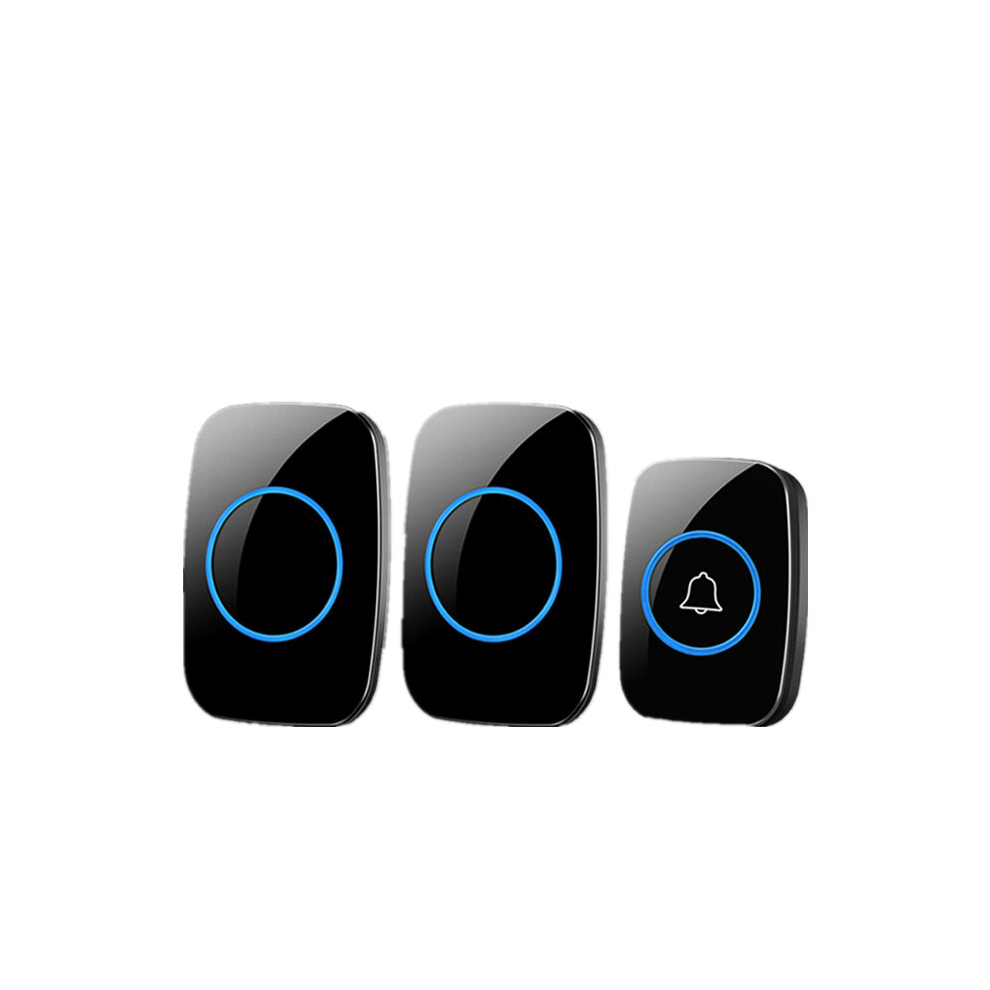 A10 Home Welcome Doorbell Intelligent Wireless Doorbell Waterproof 300M Remote Smart Door Bell Chime - Black 1 Button + 2 Receivers