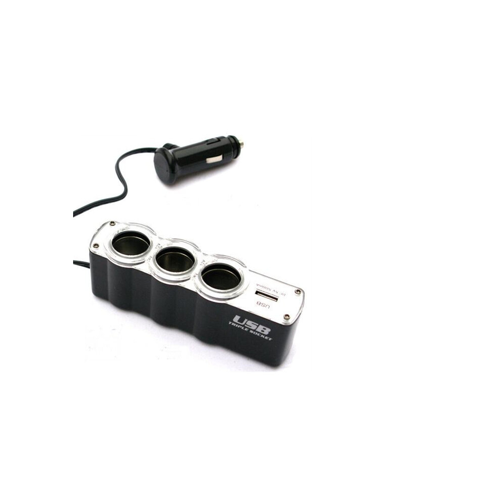 3Pcs Triple Sockets Usb Car Cigarette Lighter Socket Splitter Charger 6913664864847