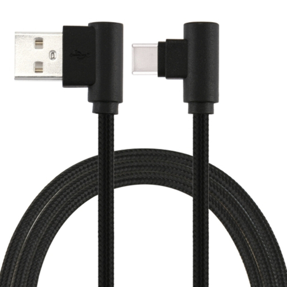 25Cm Usb To Usb-C / Type-C Nylon Weave Style Double Elbow Charging Cable 8881471549937
