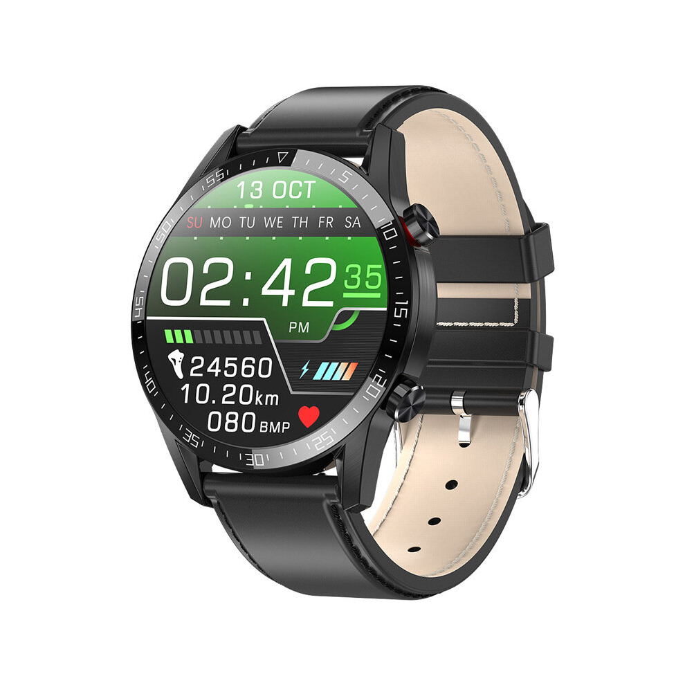 For Phone Xiaomi Android Ios Reloj Inteligente Hombre Smartwatch Men Android Ip68 Smartwatch Answer Call Smart Watch Man - Leather Black 766261489892