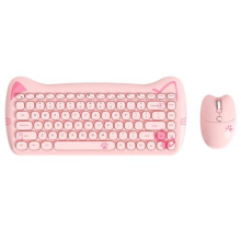 Ajazz A3060 2,4G Kabelloses Tastatur- und Maus-Set, süßes Haustier-Design, 84 Tasten, unterstützt Mac iOS Windows – Pink