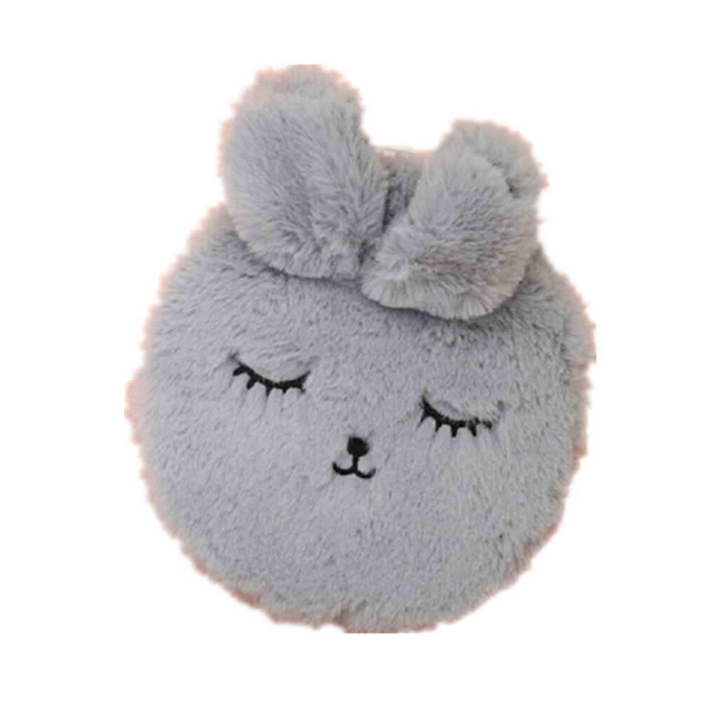 Dsport Light/Gray 2Pcs 300Ml Cartoon Irrigation Hand Warmer Rabbit Expression-Proof Mini Water Bag Injection Hot Water Bottle Bag( Gray)