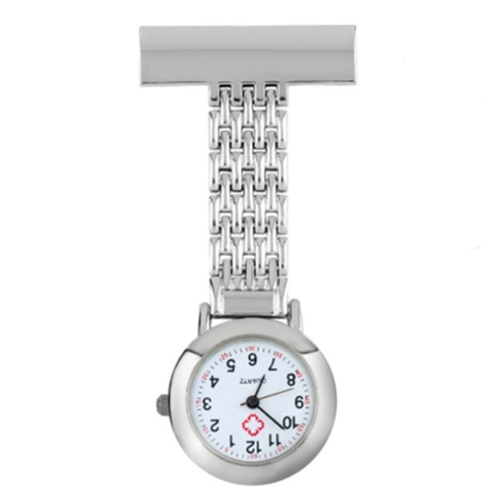 Portable Alloy Nurse Round Quartz Wristwatch Watch With Pin(Silver) Silver 6913664881622