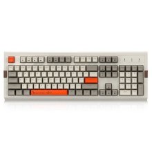 Ajazz AK510 Retro Game Kabelgebundene Mechanische Tastatur 104Key PBT Ball Key Cap RGB Blauer Schalter - Grau + Orange