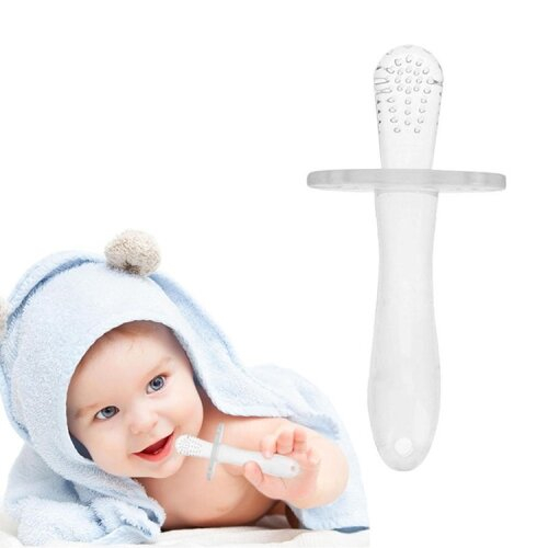 4PC Baby Silicone Molar Stick Baby all Silicone Molar Stick Bite Teether(Transparent) 1
