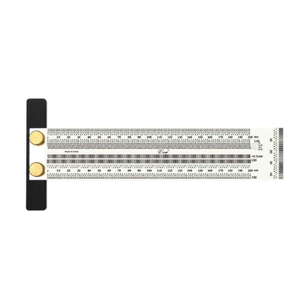 High-Precision Scale Ruler Stainless Woodworking Scribing T-Type Hole Mark Line Gauge Carpenter Measuring Tools - 200Mm No Pen 766261502270