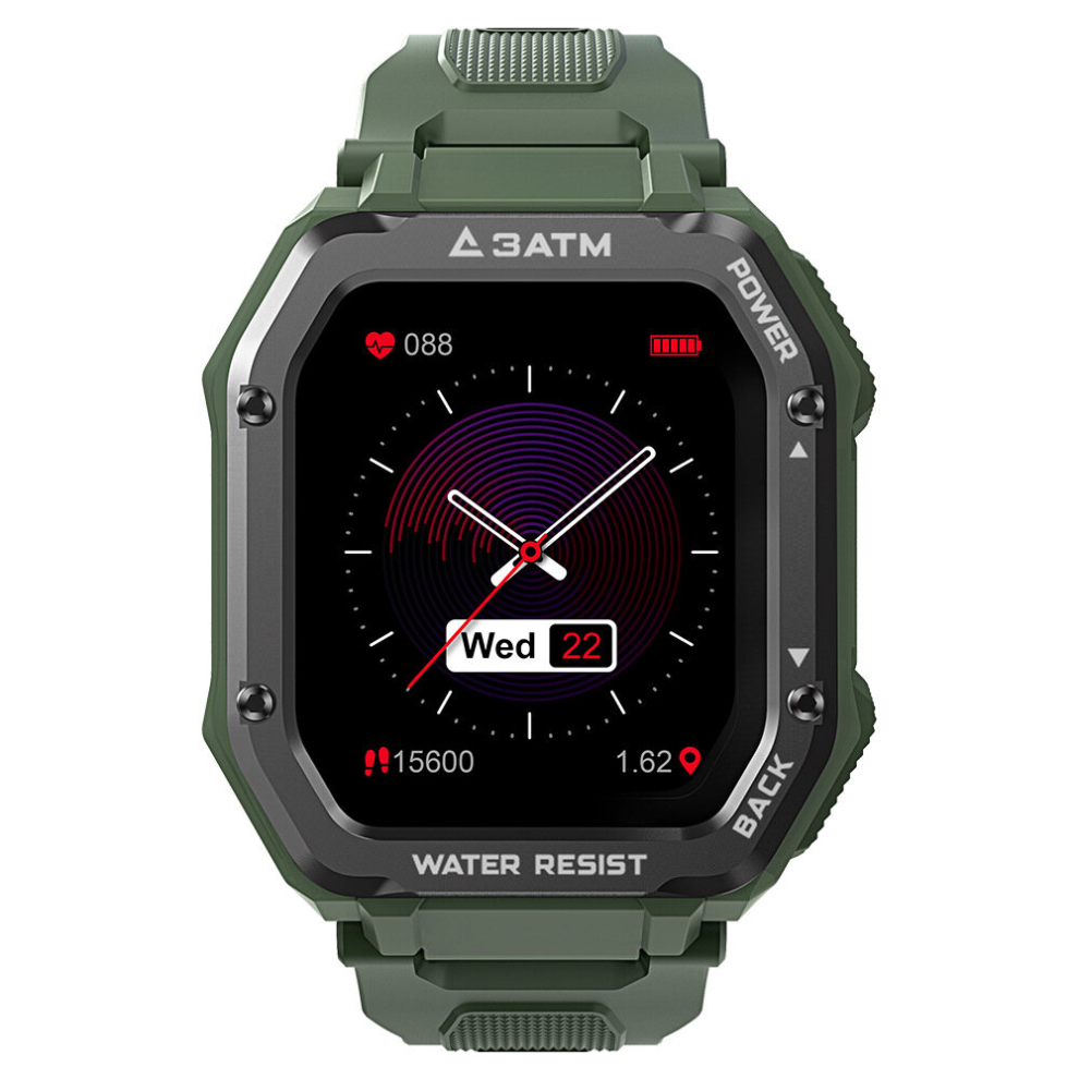 Smart Watch Rock Rugged Watch For Men Outdoor Sports Waterproof Fitness Tracker Blood Pressure Monitor Smartwatch - Green 766261492830