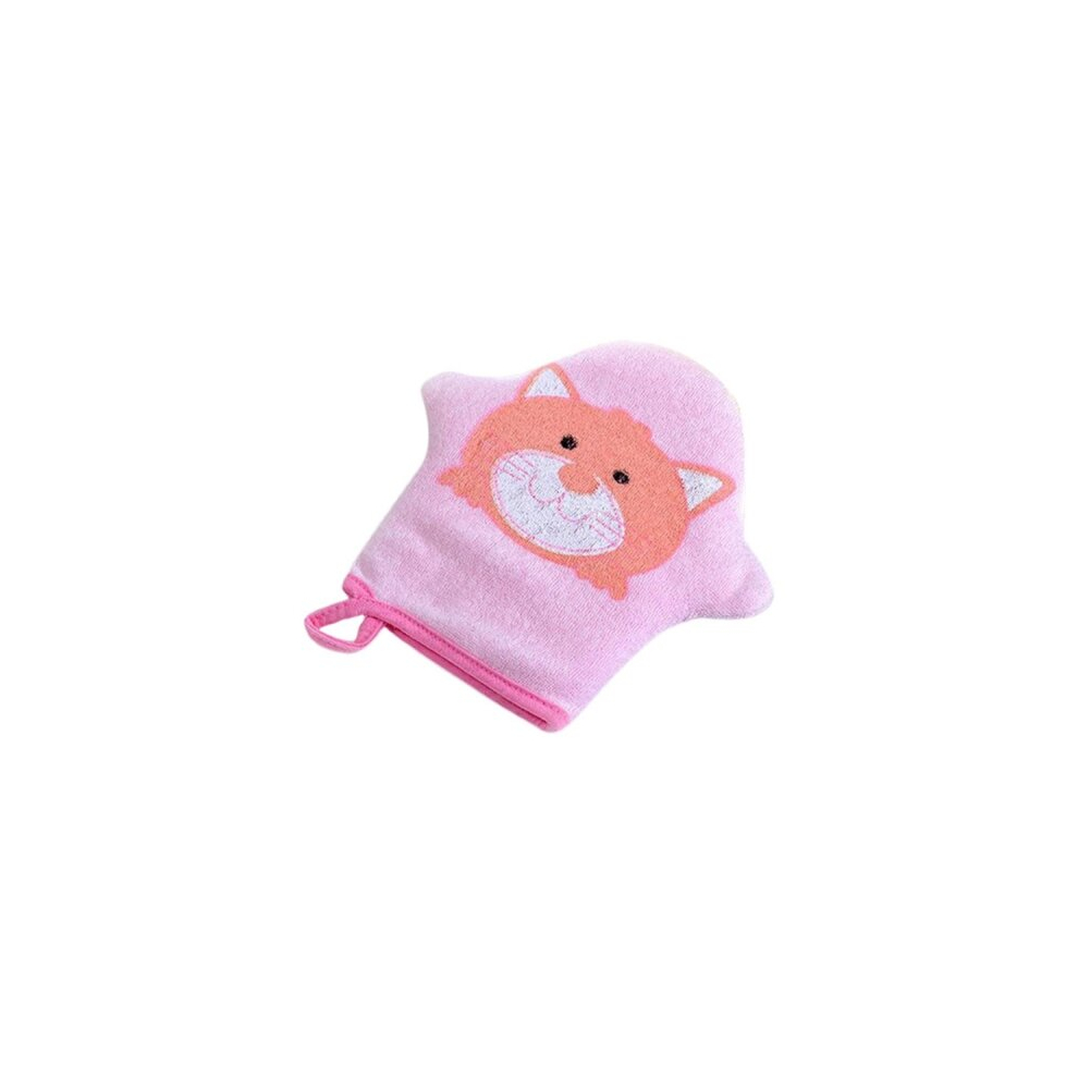 Dsport 2Pcs Cartoon Super Soft Cotton Baby Bath Shower Brush Cute Animal Modeling Sponge Powder Rubbing Towel Ball For Baby(Pink Cat)