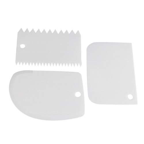 10 Set    3PCS/1Set Colorful Multifunctional Irregular Teeth Edge DIY Cream Scraper Set Cake Mold Tools(White)