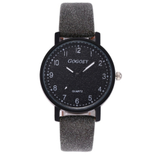 G508L Girls Casual Solid Color Stone Texture Shallow Matte Retro Quartz Watch(Black)