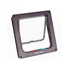 4 Ways Lockable Security Flap Door for Dog Cat Kitten Wall Mount Door Animal Small Gate Size:M(Coffee)