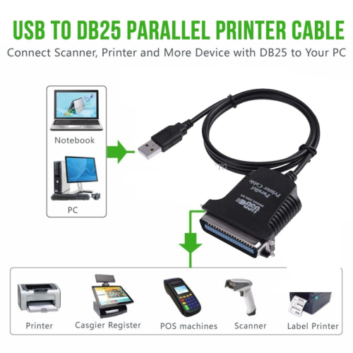 2 Pcs Usb To Parallel 1284 36 Pin Printer Adapter Cable Cable Length: 1M(Black) 2