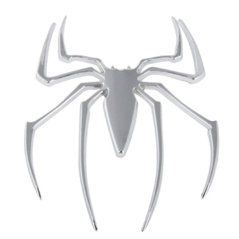8 Pcs Metal Spider Style Chrome Badges(Silver)-image-OPC-PD6HYG7-NEW