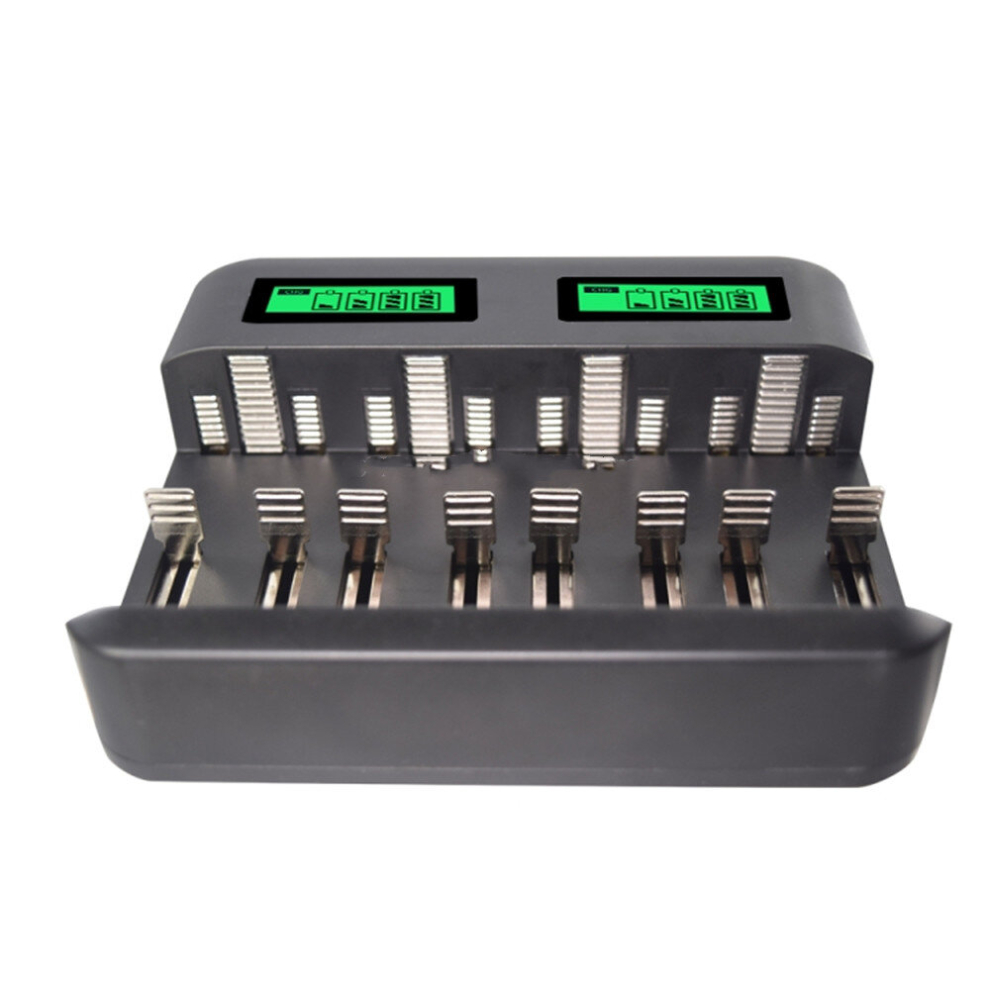 5V 2A Usb 8 Slot Battery Charger For Aa & Aaa & C / D Battery, With Lcd Display 6913664817089