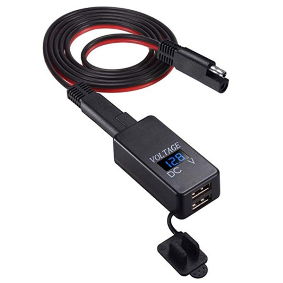 Motorcycle Car Charger Dual Usb Mobile Phone Charger With Digital Voltage Display 6913664857184