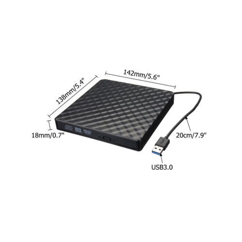 External USB 3.0 DVD RW CD Writer Slim Carbon Grain Drive Burner Reader Player For PC Laptop Optical Drive Black 2