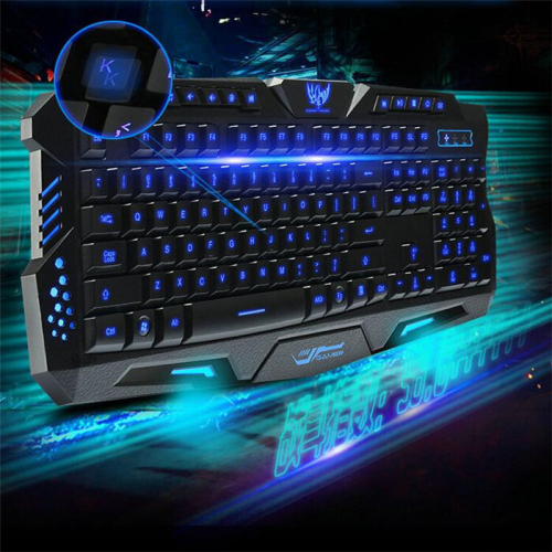 Tri-Color Backlit Mechanical-Feel Gaming Keyboard, Ergonomic, Anti-Static, Water-Resistant, No Software Needed 2