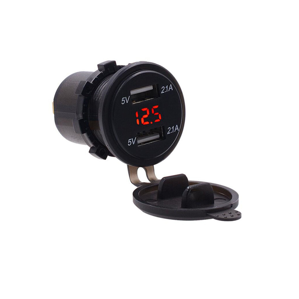 Motorcycle Waterproof 12-24V 2.1A Dual Usb Charger Adapter + Voltmeter 6913664860429
