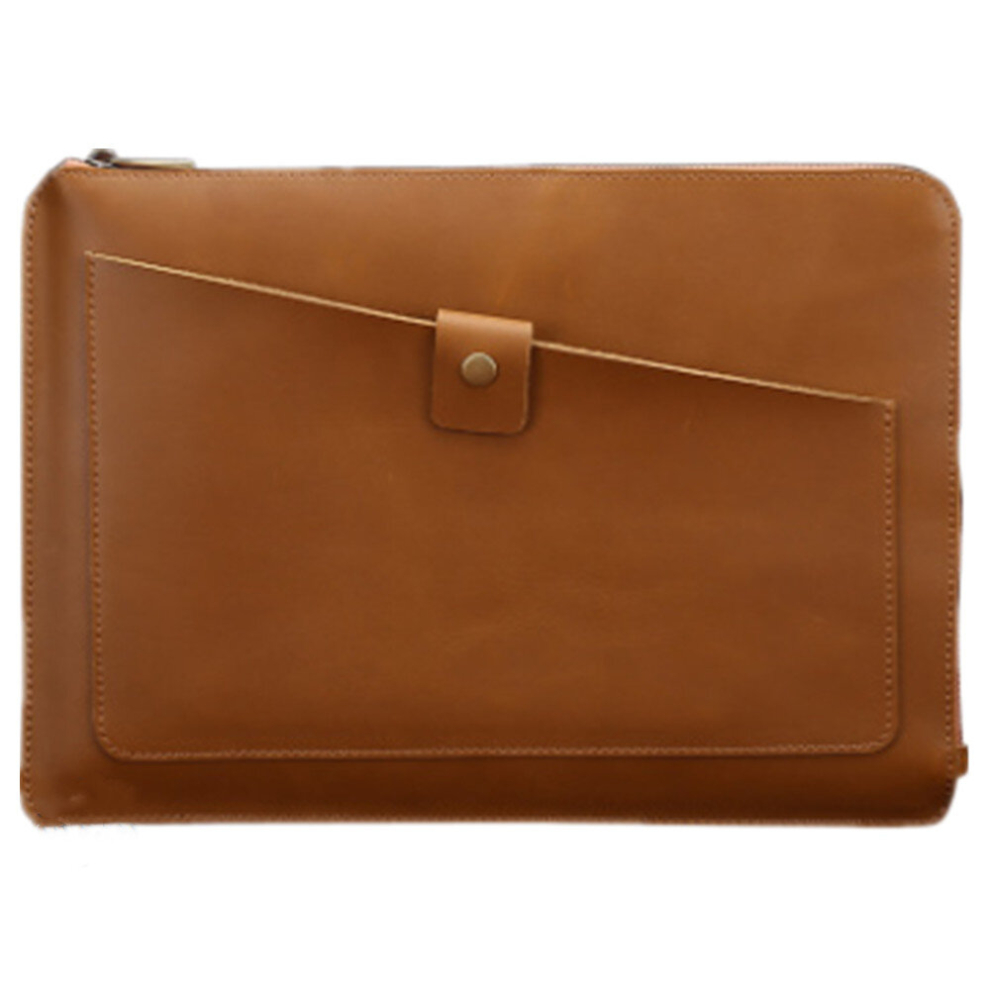 Universal Genuine Leather Business Laptop Tablet Zipper Bag 6913664840186