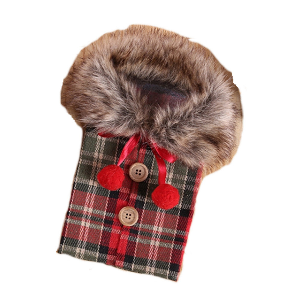 3Pcs Christmas Ornaments Wine Set Bow  Bottle Set  Hotel Restaurant Decoration Props(Red Plaid)-image-OPC-PD6J5H5-NEW