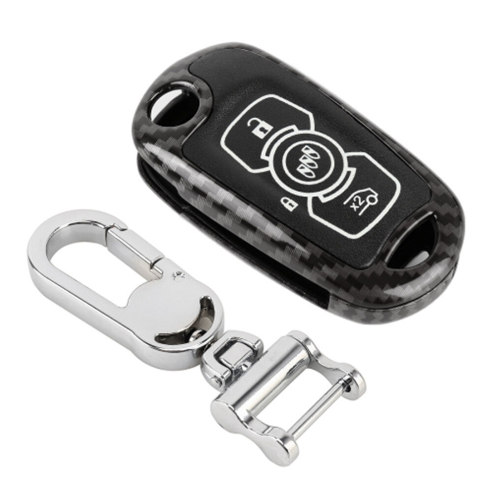 Dsport Black Carbon Fiber Texture Car Key Protective Cover For Buick Verano (Black)