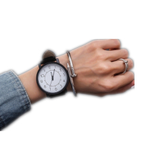 2 Pcs Waterproof Retro Pu Leather Strap Quartz Watch(Black Band Cute Digital Dial)
