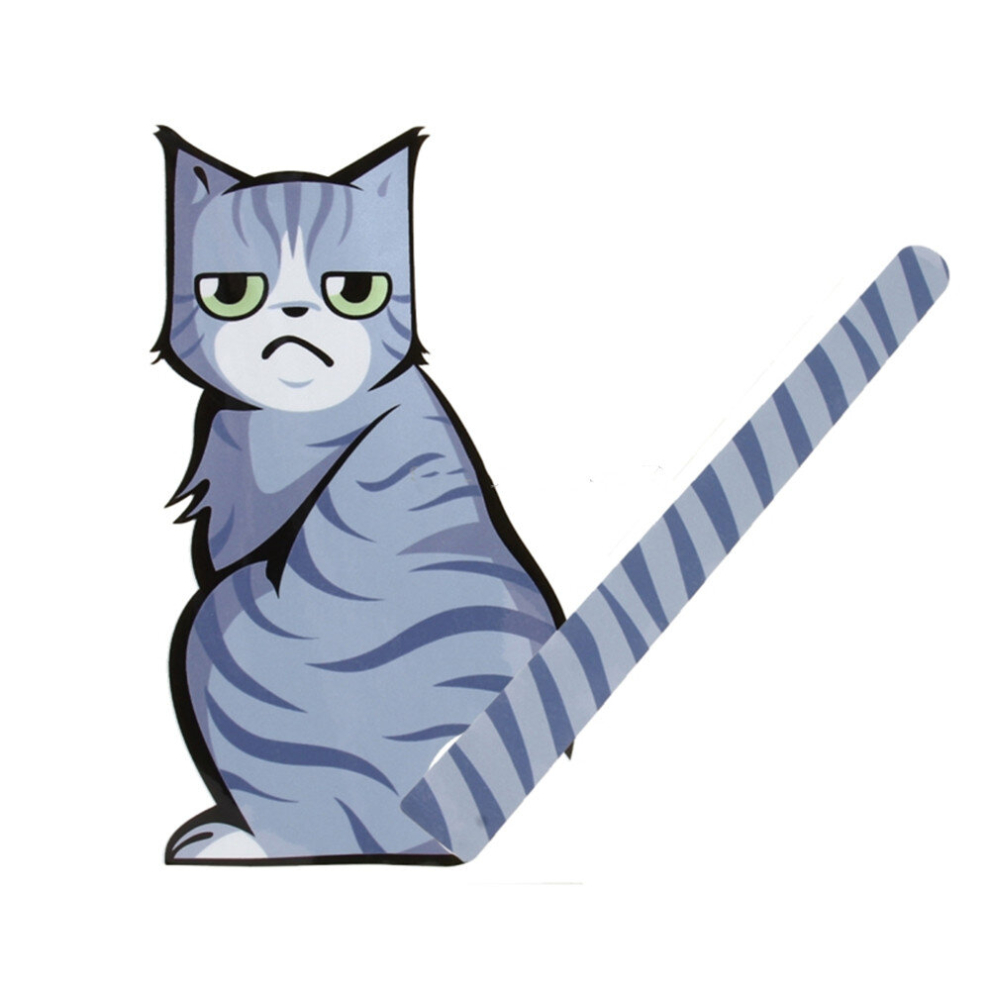 2Pcs Vehicle Car Rear Windshield Window Wiper Reflective Self-Adhesive Frowning Cat Moving Tail Vinyl Decal Sticker 6913664850055