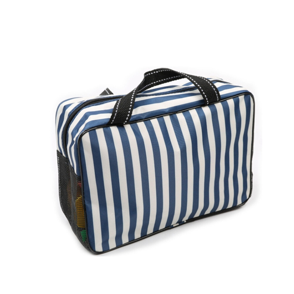 Dsport 3 Pcs Unisex Stripe Waterproof Bath Cosmetic Storage Bag Travel Bag(Blue)