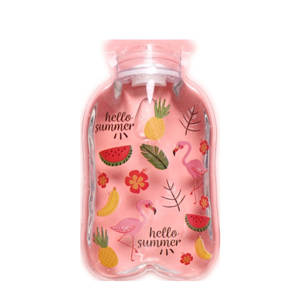 Dsport 8 Pcs Cartoon Mini Transparent Hand Warmer Bag Hot Water Bottles Injection Storage Bag(Flamingo)