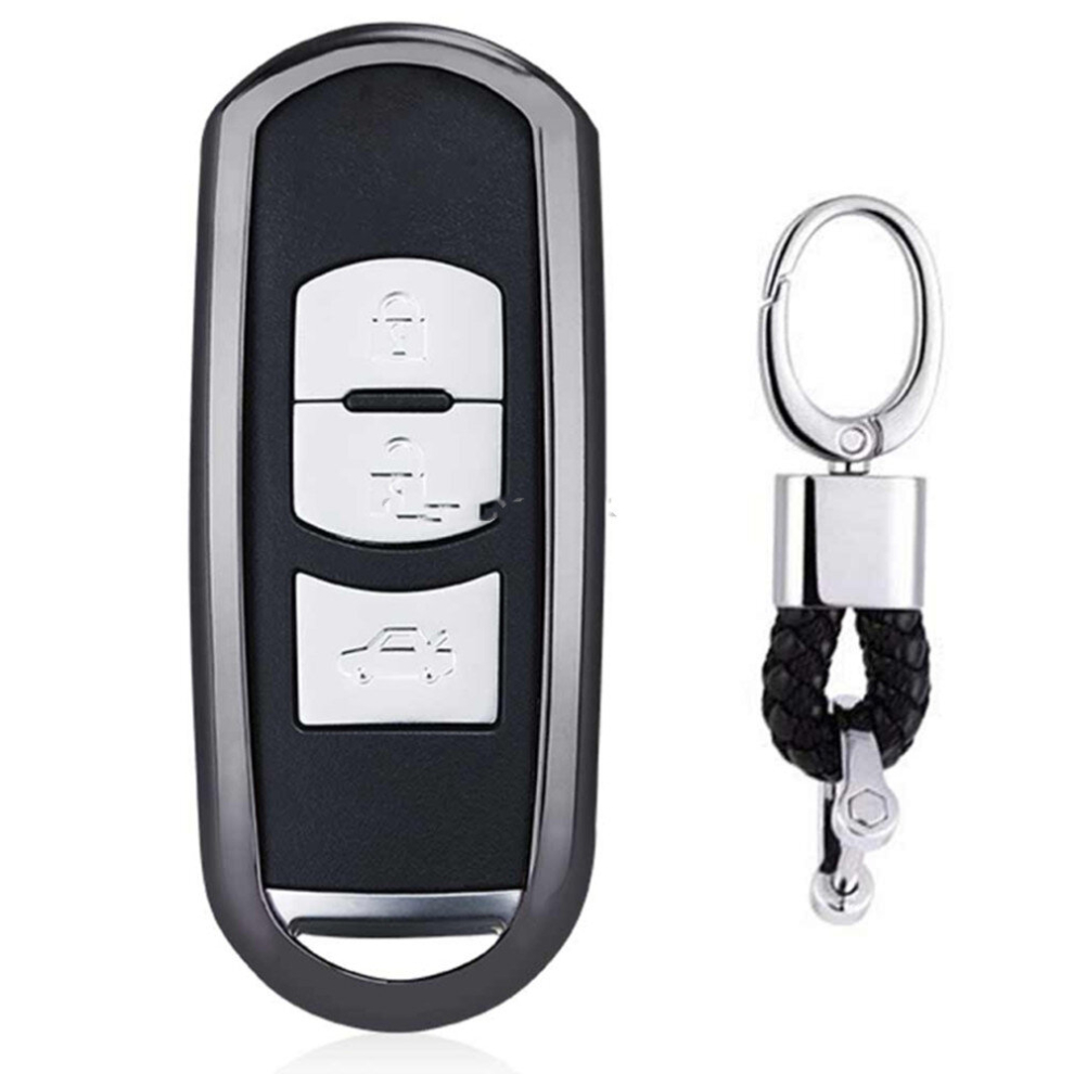 Electroplating Tpu Single-Shell Car Key Case With Ring For Mazda 3 Axela / Cx-8 / Cx-5 / Cx-4 / 6 Atenza (Black) Black 6913664853384
